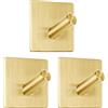 JOYIT Portasciugamani senza fori, 3 ganci adesivi, in acciaio inox, autoadesivi, extra forti, per bagno e cucina (oro)