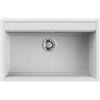 EVHOC Lavello Cucina Sopratop, 79x51 cm, 1 Vasca, Bianco, DESIDERATA S | Lavandino in Kuarzite Vasca Unica, Piletta e Accessori Per il Montaggio Inclusi, Fascia Miscelatore Preforata, Made in Italy