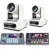 Tenveo Bundle/Kit Telecamera PTZ e Controller 2 Telecamere NDI PTZ 4K con Auto-Tracking AI 20X Zoom, SDI/HDMI/USB3.0/LAN(PoE), Controller Joystick NDI Screen da 5" con Switcher Mixer Video
