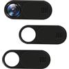 Yenvory Copri Webcam Ultra Sottile 0,6 mm - Copertura Camera con Slider per Laptop, Tablet, Smartphone e PC Portatile - Set da 3 (Nero)