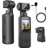 ZOMFOM Telecamera 4K con microfono esterno, mini video e audio, videocamera tascabile con rotazione di 270°, per sport all'aria aperta, bici, viaggi, forze dell'ordine della polizia, civili personali