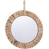 DROHOO Specchio da Trucco Rotondo in Vimini Stile Pastorale Specchio da Parete in Rattan Fatto a Mano,
