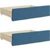 vidaXL Cassetti da Letto 2pz Blu in Legno Multistrato e Velluto