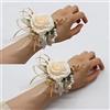 Yokoke 2 corpetti, peonie artificiali fatte a mano, bouquet da polso per matrimonio, ballo di fine anno, decorazioni per abiti (2 corsetti da polso dorati)