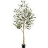 FEELEAD 1,8 m finto ulivo - Albero di ulivo artificiale alto con tronco naturale, decorazione per interni, pianta di ulivo artificiale per interni per casa e ufficio