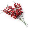GRANDLIN - 40 steli artificiali di agrifoglio natalizio con bacche rosse, fiori artificiali con bacche, ramo floreale fai da te, per albero di Natale, decorazione artigianale