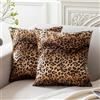 CARRIE HOME Federa per cuscino con stampa leopardata, in finta pelliccia, decorativa, per divano, casa, divano, set da 2, 40,6 x 40,6 cm