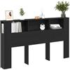 vidaXL Testata del Letto Rovere Nero 180 x 18,5 x 102,5 cm, Essenziali per la Camera, Testata Moderna, soluzioni Decorative di stoccaggio, mobili salvaspazio da Parete