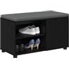 vidaXL Panca per Ingresso con Cuscino Rovere Nero 80 x 38 x 46 cm, Panca alla Moda, con Spazio di archiviazione Rettangolare, Imbottitura in Tessuto, per l'ingresso, Comoda e Funzionale