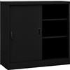 KKHOMEI Armadio in Metallo Armadio per Ufficio Anta Scorrevole Armadio Ante Scorrevoli Mobili Ufficio Armadietti con Chiave Armadietto Multiuso in Acciaio Nero 90x40x90 cm
