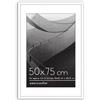 Americanflat Cornice 50x75 cm Bianca - Cornice 40x60 cm con Passepartout o 75x50 cm Senza Passepartout - Portafoto con Bordo Sottile in PVC e Pannello Protettivo in Plastica