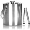 COM-FOUR® Secchiello per ghiaccio in acciaio inox - contenitore per cubetti di ghiaccio a doppia parete con coperchio, maniglia e pinza - spumante e refrigeratore per vino circa 1,5 litri (Bergen 1x)