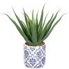 Oairse Pianta artificiale di aloe in vaso di ceramica blu e bianco, 33 cm, realistica, pianta finta tropicale per interni, decorazione per casa, ufficio, bagno, soggiorno, tavolo, mensola