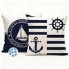 Kiatuniya Fodera Cuscino Divano Esterno Marino Àncora Timone e Veliero in Blu Navy 50x50 Federe Cuscini Moderno Copricuscini Lavabile Decorazione Copricuscino per Soggiorno Camera Balcone Set di 2