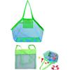 YIPFEN Borsa Mare Rete Set 2 Pezzi: 1 Grande (40x24x38cm) & 1 Piccola (24x24cm). Traspirante, Anti-Sabbia per Giocattoli da Spiaggia e Accessori Mare. Drenaggio Veloce, con Manici.