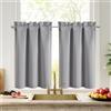 DWCN Tenda da cucina moderna, grigio argento, altezza 90 x larghezza 60 cm, 2 pezzi, tende corte, termiche, oscuranti, con passante per asta, per roulotte, armadio, bagno, casa di campagn