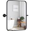RELAX4LIFE Specchio da Bagno Orientabile 76,5 x 56 cm, Specchio Rettangolare con Cornice in Metallo Spazzolato Antiruggine e Vetro Antirottura, Montaggio a Parete per Bagno, Soggiorno