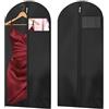 AMFUN 2 Pezzi Borsa Porta Abiti da Viaggio, Borsa Dell'abbigliamento da Sposa, Porta Abiti Lungo per Guardaroba e Viaggio, 60 * 100 cm (Nero)