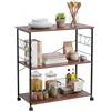 Relaxdays Carrello Cucina con Ruote, 3 Ripiani, 6 Ganci a S, HxLxP: 87 x 80 x 40 cm, MDF/Ferro