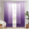 Hiasan Tende con occhielli, in voile, semitrasparenti, per camera da letto e soggiorno, 260 cm x 140 cm (A x L), set da 2 pezzi, colore bianco e viola