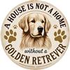 Nestemfo Targa rotonda in metallo vintage con impronte di zampa di Golden Retriever, decorazione da parete per soggiorno, bar, casa, camera da letto, poster retrò in metallo 20,3 x 20,3 cm