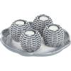 Relaxdays Portacandele Decorativo con Vassoio, 4 Porta-Tea Light e Sabbia, per Il Tavolino e Il Salotto, Grigio Bianco, Fibra di Legno, 8 x 27,5 cm