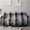 ele ELEOPTION Coperta da Tiro in Ciniglia, Nappe Jacquard Coperta da Tiro Coprisedile per Divano Decorativo Divano da Letto Sedia Morbida, Motivo Tribale Popolare (220 x 250 CM, Griglia Blu)