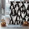 AIBIIN Tenda da doccia con fantasmi di Halloween, 182,9 x 183 cm, motivo fantasma in bianco e nero, divertente tenda da doccia carina e divertente decorazione impermeabile in tessuto resistente per la