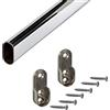 Gedotec Appendiabiti OVAL in metallo appendiabiti 1500 mm | Acciaio Cromato | Tubo mobili 30 x 15 mm | Asta montaggio a parete laterale | Con contenitore tubo armadio | 1 Pezzo