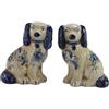 SYNWISH Coppia di piccole statuette a forma di cane in porcellana bianca e blu dipinta a mano