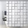OCEUMACO Tenda Doccia Antimuffa Design Geometrico Elegante Tende Doccia Vasca Bagno Grande Tessuto Poliestere Impermeabile 240x200 cm Stoffa Lavabile Lavatrice con Anelli - Quadrata Bianca Nera