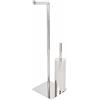 METAFORM Piantana WC Porta Rotolo e Porta Scopino Lucido in Acciaio Inox Aisi 304 Mod. Poseidon
