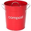 PREMIER Housewares 0510017 Compostiera, in Acciaio Zincato Rosso, Maniglie in Zinco, Secchio di Plastica Interno
