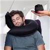 Candy Cane Cuscino da Viaggio Gonfiabile, Design Innovativo, Supporto per Collo e Mento per Aerei, Auto e Casa, Borsa per il Trasporto, Lavabile a Mano (Nero)