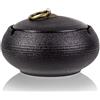 AF-WAN Posacenere in ceramica retrò, con coperchio, per esterni, semplice posacenere per la casa e l'ufficio (11 x 7,2 cm) (nero)