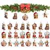 Yplkm Decorazioni Natalizie Gatto per Albero di Natale - 24 Pezzi Appendibili in Legno | Decorazione per Aula Scuola Appartamento | Per Casa Decorazione