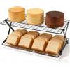 Ruioomeep Griglia di raffreddamento pieghevole, a 2 ripiani, per cuocere, griglia da cucina, rettangolare, per raffreddare e arrostire, per biscotti, torte, muffin, pane