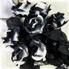 OUKEYI 10 rose artificiali, non sbiadiscono, a stelo singolo, in seta, realistiche, per fai da te, decorazione per la casa, bouquet da sposa, decorazione per Halloween, colore: nero e bianco