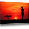 Pixxprint InstyleArt Rosso tramonto in Africa Stampa su tela 80x60 cm artistica murale