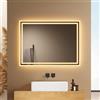 EMKE Specchio bagno con luce, 60x80cm, Interruttore Meccanico,Pulsante Anti-Appannamento Indipendente,3000K/6500K,Installazione Orizzontale/Verticale,Specchio bagno led