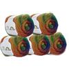 Floravogue Rosecolor Filato di lana tinto a mano, colore Rainbow, 01, 5 gomitoli (250 g)