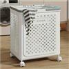 OISE ART STORE Trade Shop - Portabiancheria con Coperchio Ruote in Plastica Pieghevole Portatile Lavanderia Bagno -