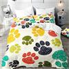 Morbuy Set di Biancheria da Letto di Cucciolo Stampa, Set Copripiumino Matrimoniale Singolo King in Microfibra con Federa e Copripiumini a Cerniera (Zampe Multicolori,220x240cm)
