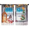 Treer Tende Cucina Moderne 2 Pezzo, Tende Corte per Finestre, Natale Tendine Cucina, Semitrasparenti, Decorazione per Finestre Piccole Bagno e Bistrò (blu,65x115)