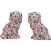 SYNWISH Cani Spaniel dipinti a mano con fiori rosa, 15 cm, coppia di piccoli cani in porcellana, per oggetti da collezione, decorazione per la casa, regali unici