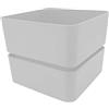 Tecnokit Tera vaso quadrato piccolo Veleta cm 12x12x11h in polietilene con sottovaso incluso, vasetto da arredo di design per interno ed esterno (SNOW (bianco))