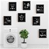 PLIGREAT 9 stampe da parete su tela a tema lavanderia, decorazione artistica da parete in bianco e nero, senza cornice, per casa e negozio di lavaggio a secco