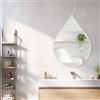 FEUFOAM Specchio da Parete a Goccia Cornice in Metallo Specchio Sospeso Specchi da Parete Ovali Decorativi per Ingresso Soggiorno Bagno Corridoio Bianco Decorazione Casa 65x45 CM