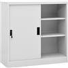 KKHOMEI Armadio in Metallo Armadio per Ufficio Anta Scorrevole Armadio Ante Scorrevoli Mobili Ufficio Armadietti con Chiave Armadietto Multiuso in Acciaio Grigio Chiaro 90x40x90 cm
