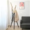 [en.casa] Appendiabiti da Terra Stand Treppiede con 3 Bracci e Finitura Effetto Legno Porta Abiti Moderno in Acciaio Autoportante 172 x 49 x 49 cm Nero